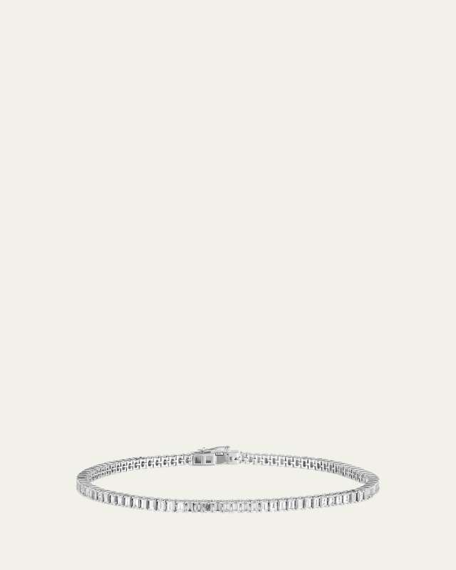 14K White Gold Vertical Row Baguette Diamond Tennis Bracelet